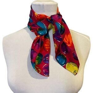 Apple Print Square Scarf Painted Back to School Jewel Tone Colors Bag Teacher